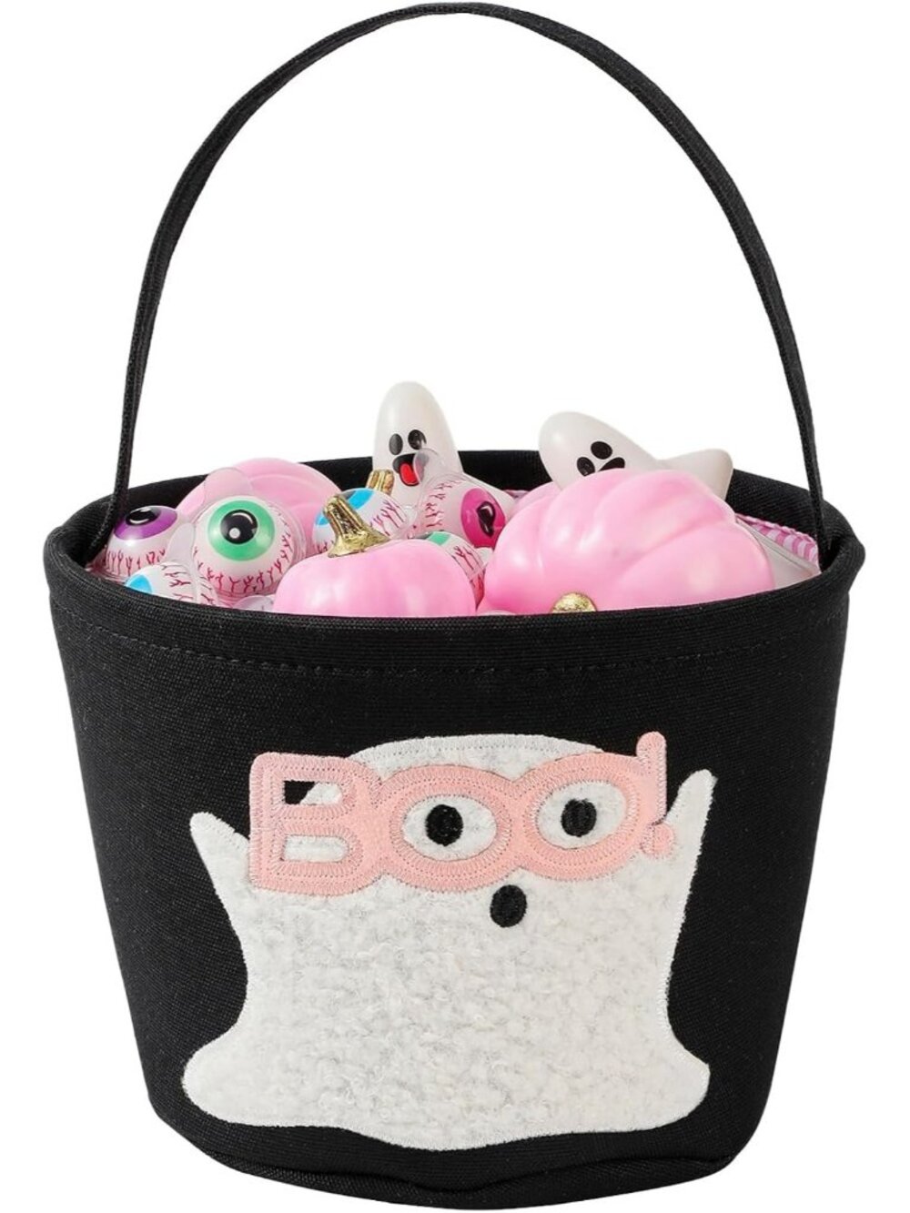 Halloween Buckets Halloween Basket for Kids, Trick or Treat Bags Black Pink
